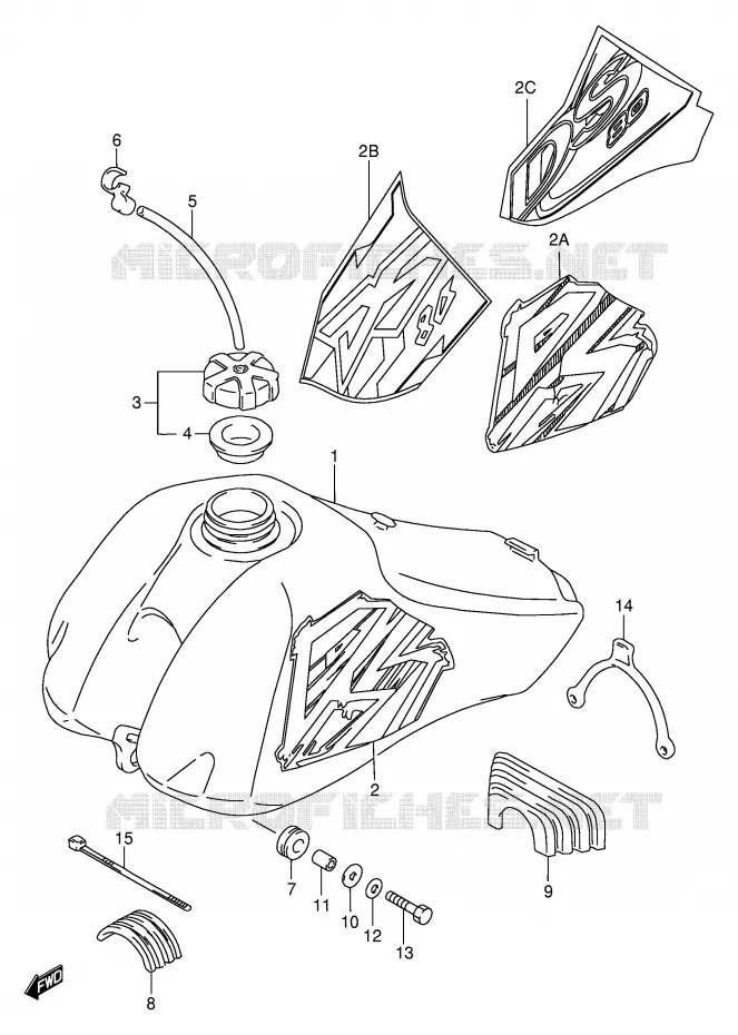 RESERVOIR D'ESSENCE (MODELE T/V/W/X) Suzuki MOTO 80 DS 1996  DS80T(E24)