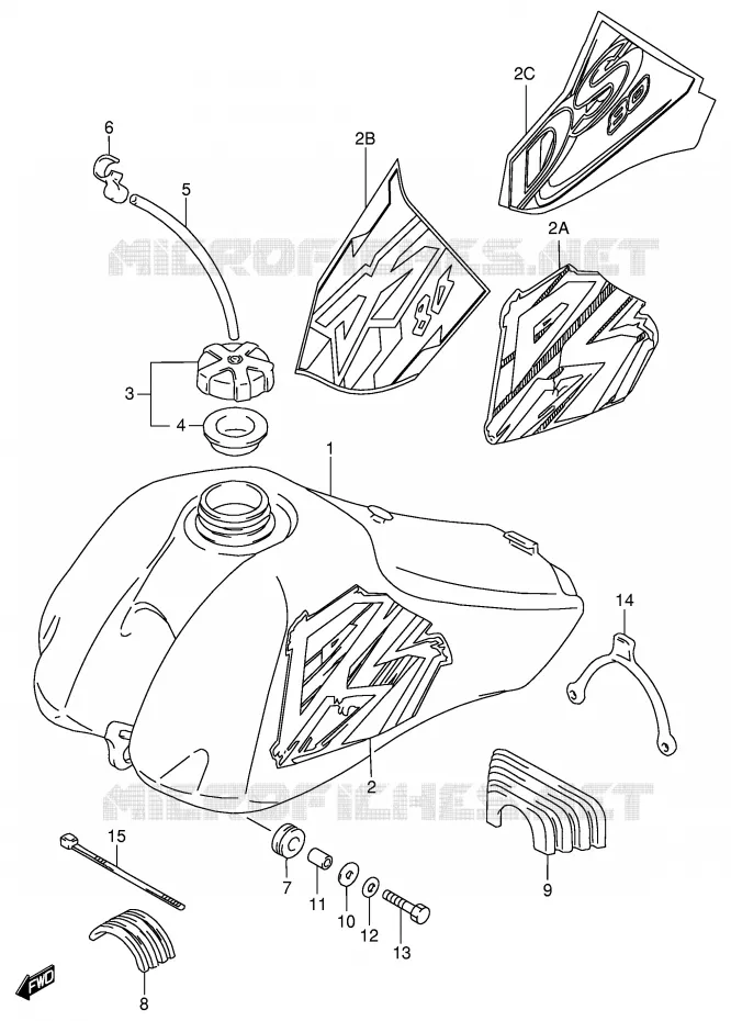 RESERVOIR D'ESSENCE (MODELE T/V/W/X) Suzuki MOTO 80 DS 1996  DS80T(E3/E28)