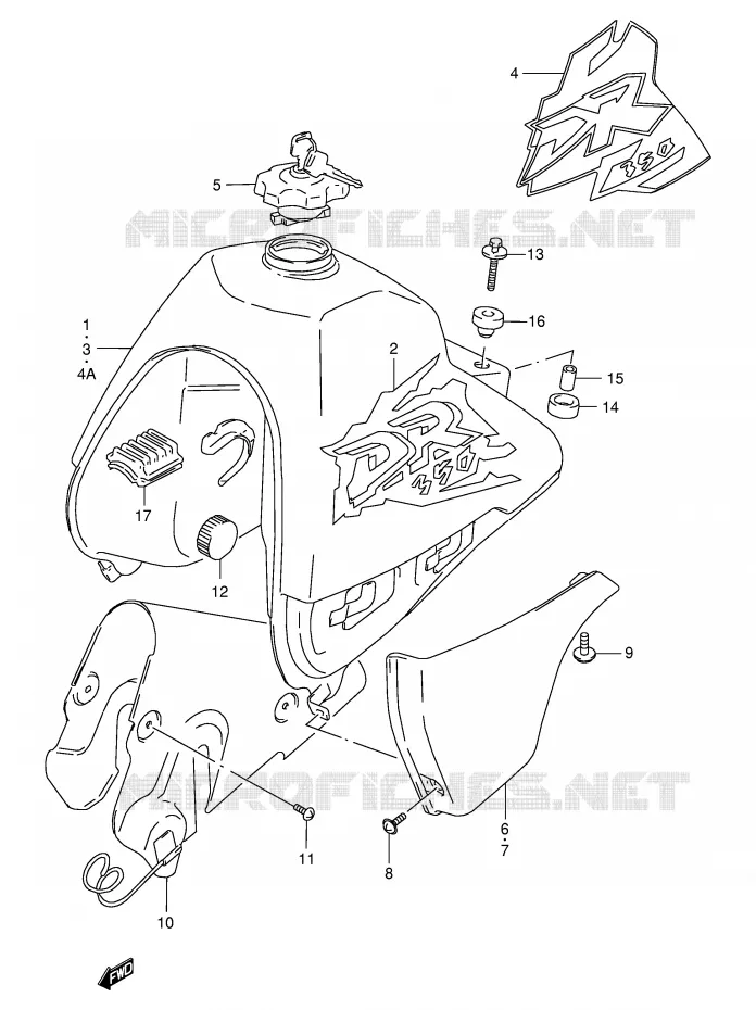 RESERVOIR D'ESSENCE (MODELE V/W) Suzuki MOTO 350 DR 1999  DR350SEX(E2)