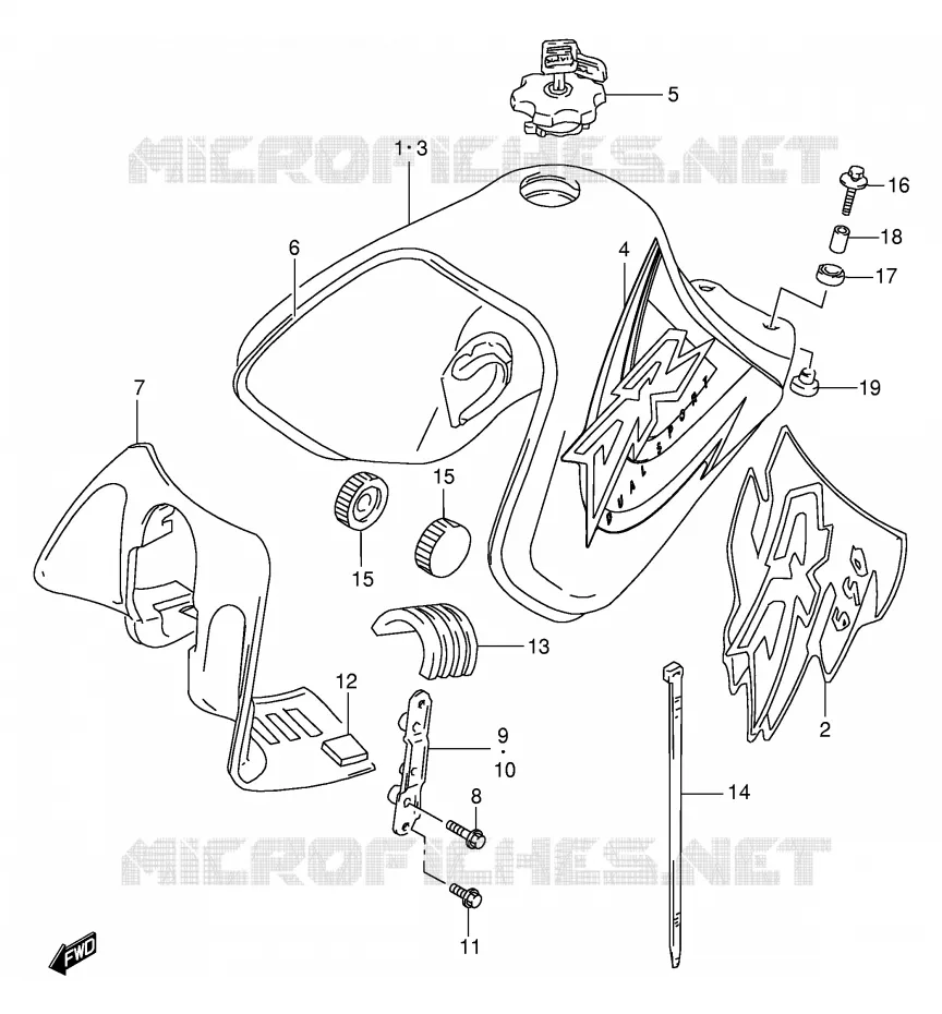 RESERVOIR D'ESSENCE (MODELE W/X) Suzuki MOTO 650 DR 1996  DR650SEUT(E4)