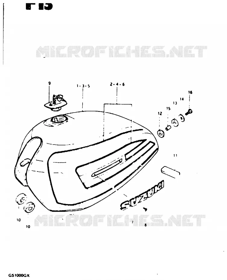 RESERVOIR D'ESSENCE (MODELE X) Suzuki MOTO 1000 GS 1980  GS1000GT(X/T)