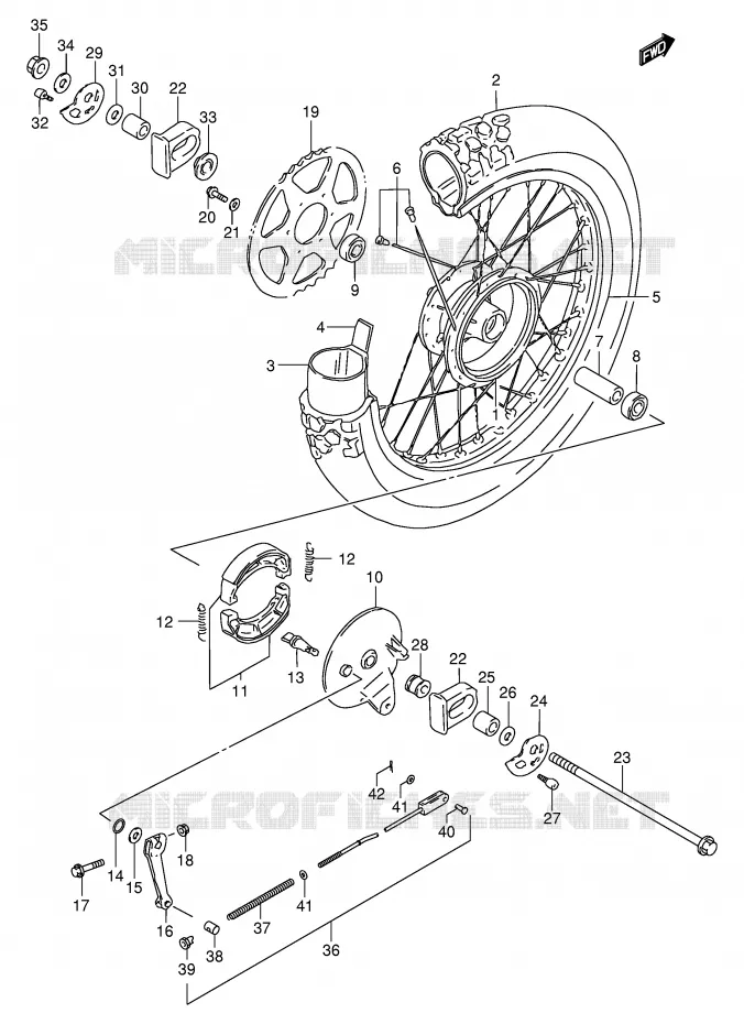 ROUE ARRIERE (MODELE K1) Suzuki MOTO 200 DR 2004  DR200SEK4(E24)