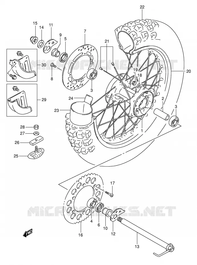 ROUE ARRIERE (MODELE L/M/N/P) Suzuki MOTO 350 DR 1993  DR350P(E1)
