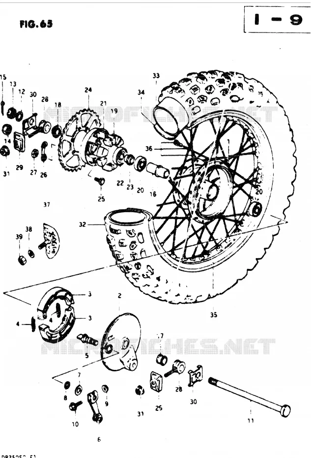 ROUE ARRIERE Suzuki MOTO 250 DR 1983  DR250SD(E1)