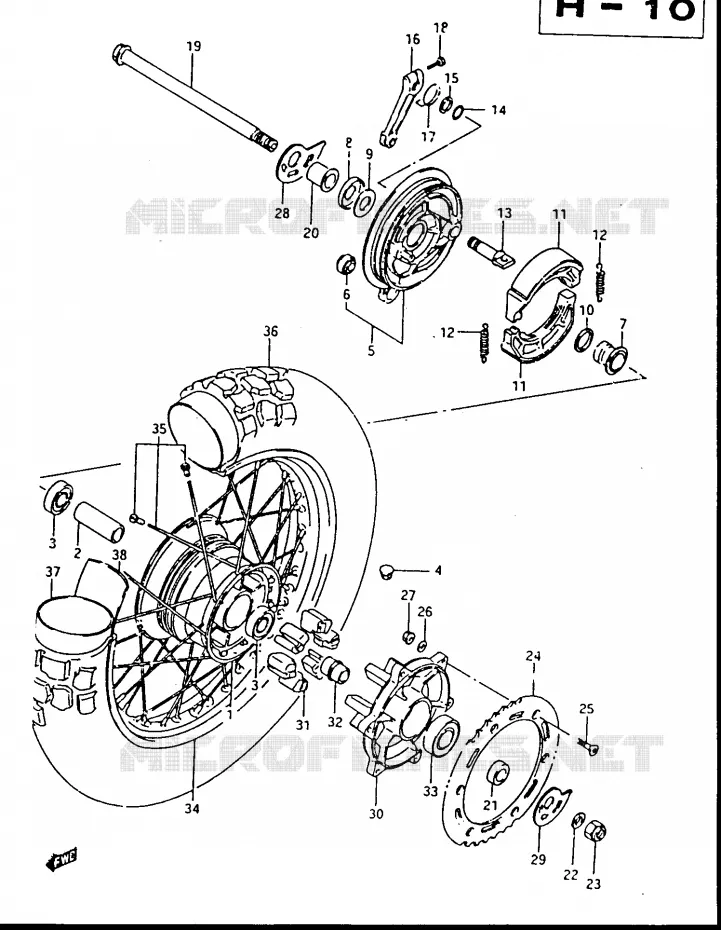 ROUE ARRIERE Suzuki MOTO 500 DR 1988  DR500J(G/H/J)
