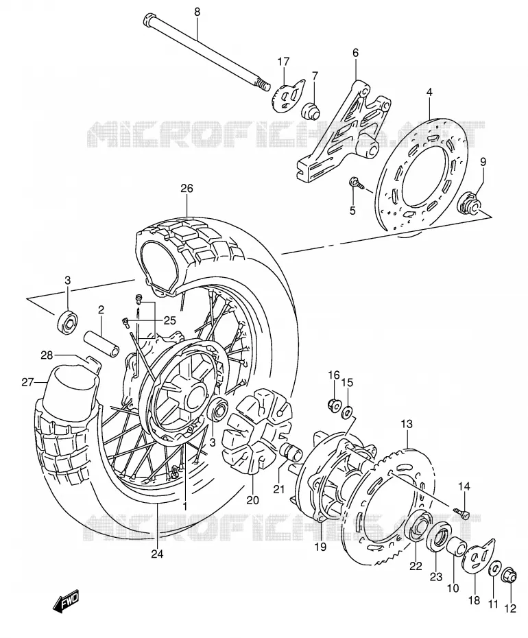 ROUE ARRIERE Suzuki MOTO 650 DR 1996  DR650RSET(E4)