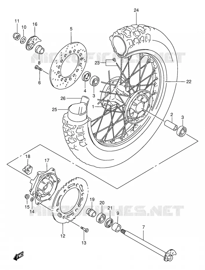 ROUE ARRIERE Suzuki MOTO 650 DR 1998  DR650SEUW(E4)