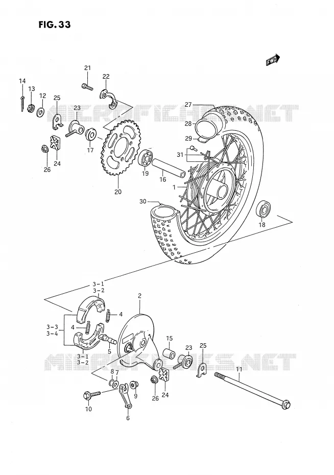 ROUE ARRIERE Suzuki MOTO 80 DS 1991  DS80M(E3)