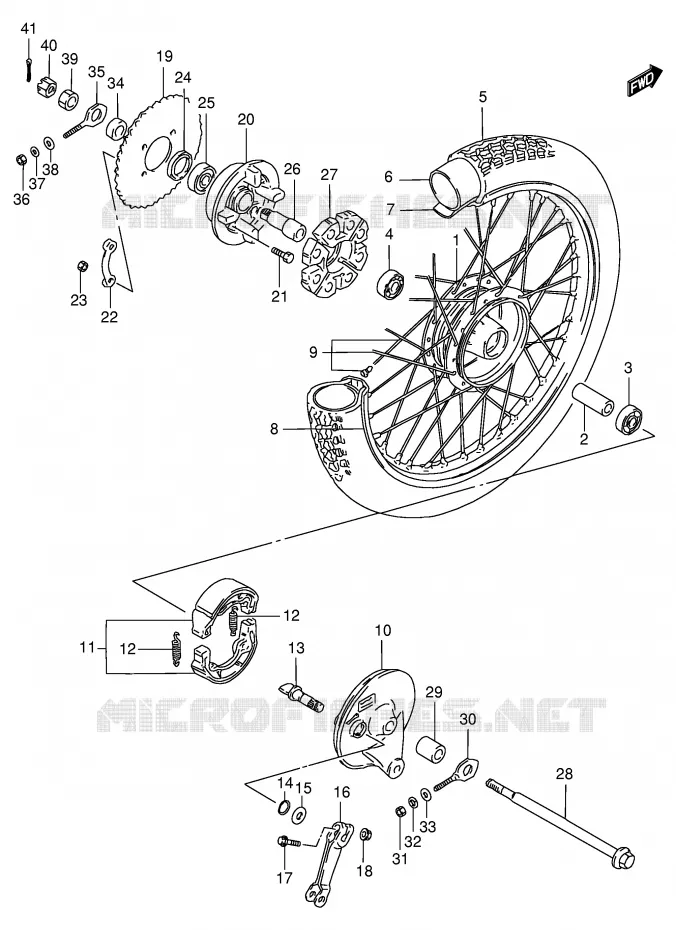 ROUE ARRIERE Suzuki SCOOTER 100 FB 1997  FB100V(E71)