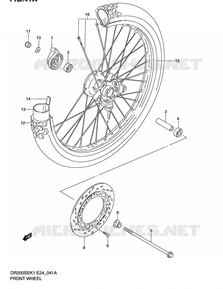 ROUE AVANT (MODELE K2/K3/K4/K5 E6,E24) Suzuki MOTO 200 DR 2002  DR200SEK2(E24)
