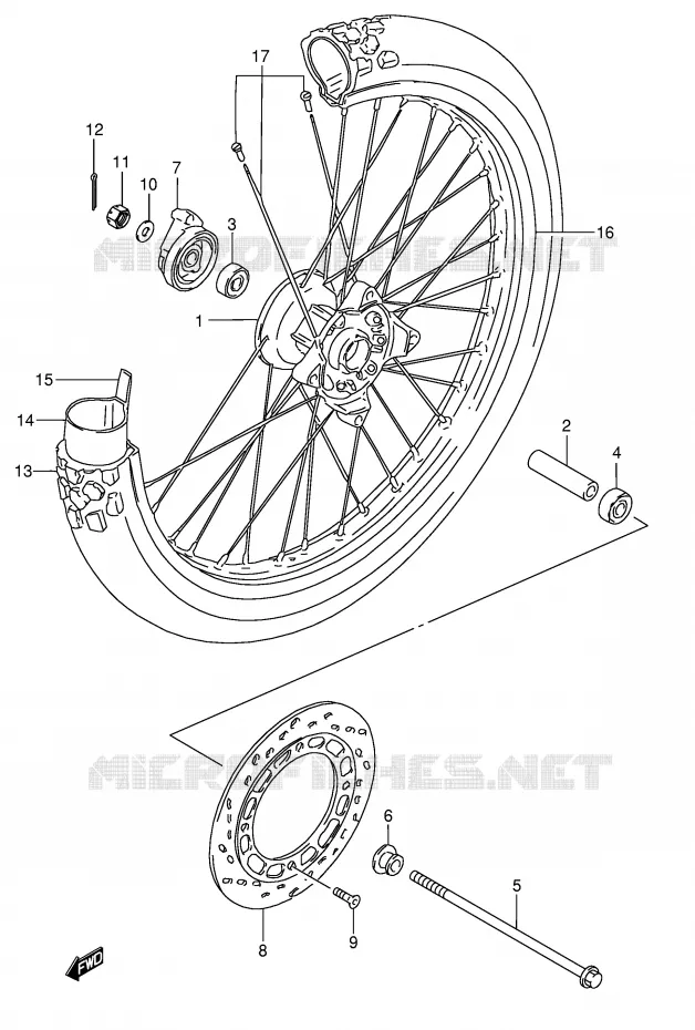 ROUE AVANT (MODELE K2 P9) Suzuki MOTO 200 DR 2001  DR200SEK1(E24)