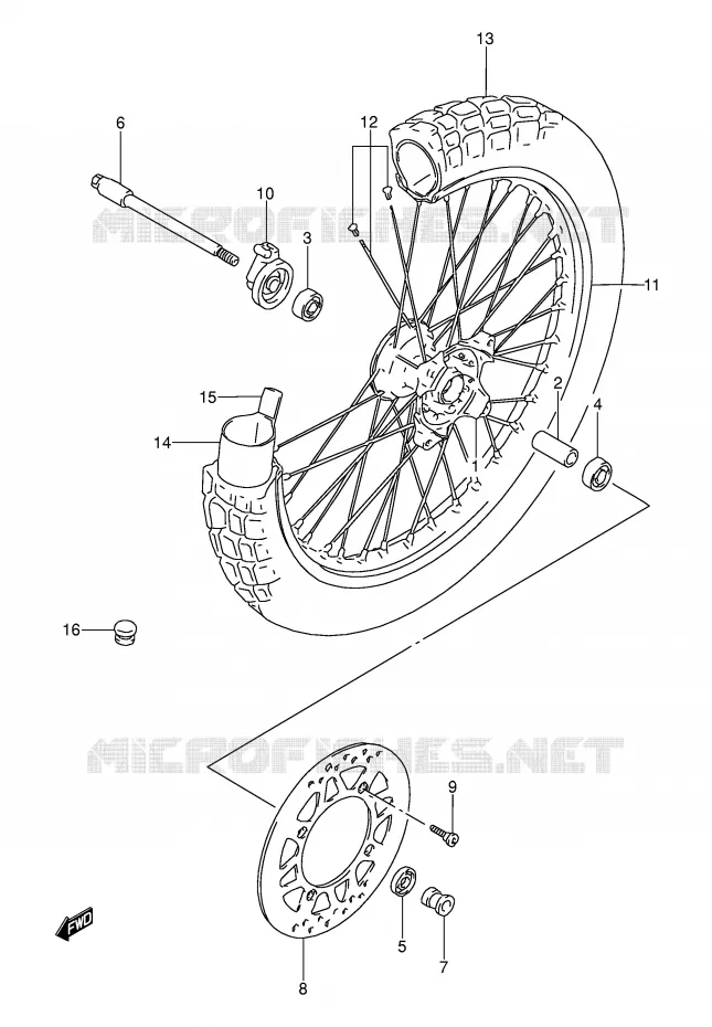 ROUE AVANT Suzuki MOTO 250 DR 1993  DR250SP(E24)
