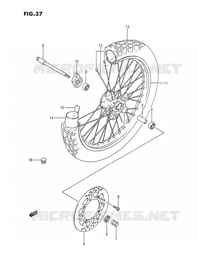 ROUE AVANT Suzuki MOTO 350 DR 1991  DR350SM(E2)