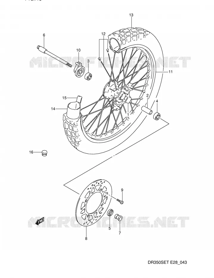 ROUE AVANT Suzuki MOTO 350 DR 1993  DR350SP(E28)