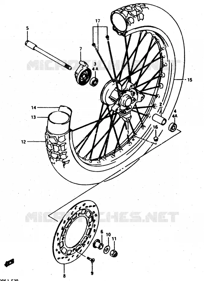 ROUE AVANT Suzuki MOTO 500 DR 1987  DR500RH(G/H/J)