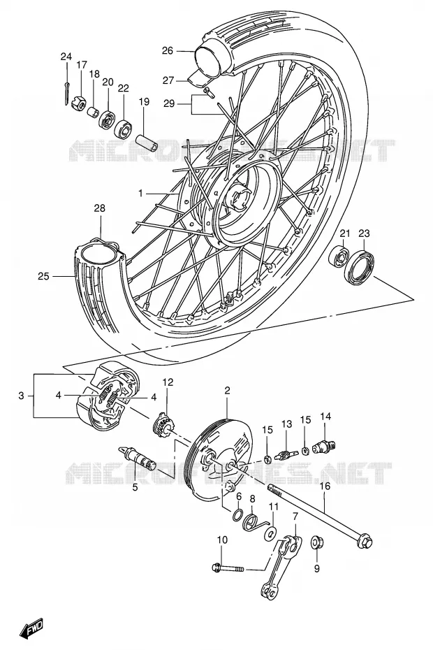 ROUE AVANT (VOIR NOTE) Suzuki SCOOTER 100 FB 1995  FB100S(E71)