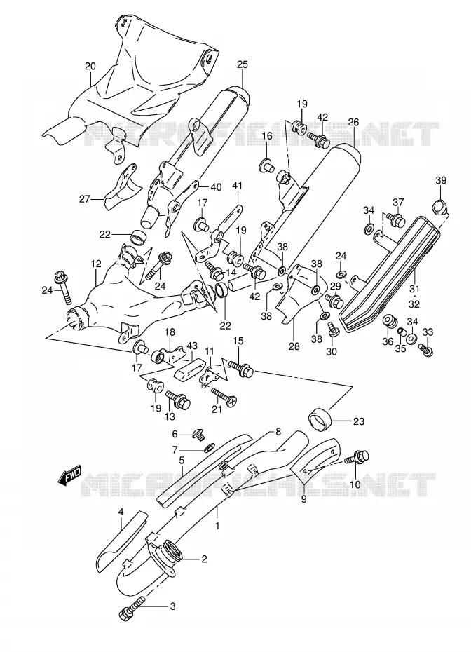 SILENCIEUX (MODELE N/P/R/S/T) Suzuki MOTO 800 DR 1992  DR800SUN(E4)