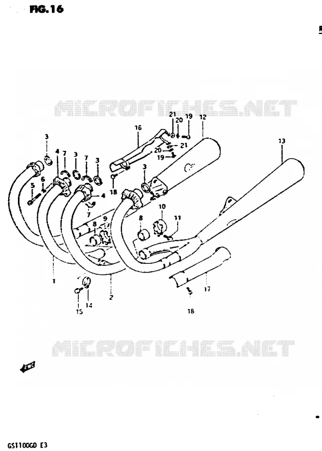 SILENCIEUX Suzuki MOTO 1100 GS-G 1982  GS1100GZ(Z/D)