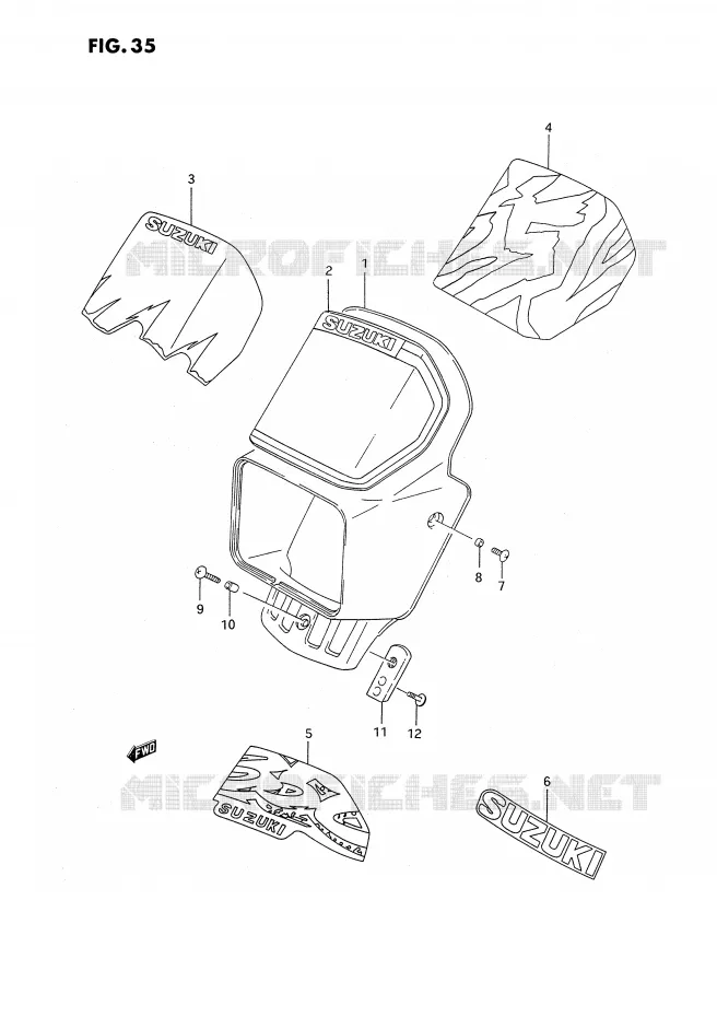 SUPPORT - CARENAGES DE PHARE Suzuki MOTO 350 DR 1991  DR350SM(E2)