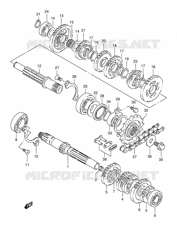 TRANSMISSION Suzuki MOTO 125 DR 1999  DR125SEUX(E4)