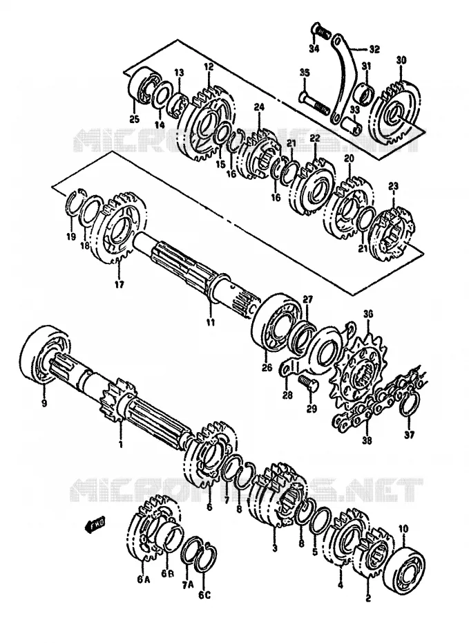 TRANSMISSION Suzuki MOTO 350 DR 1993  DR350SP(L/M/N/P/R)