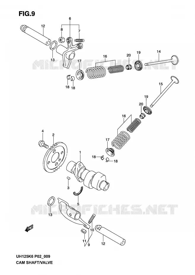 ARBRE A CAMES - SOUPAPES Suzuki SCOOTER 125 BURGMAN 2004  UH125K4(P2)