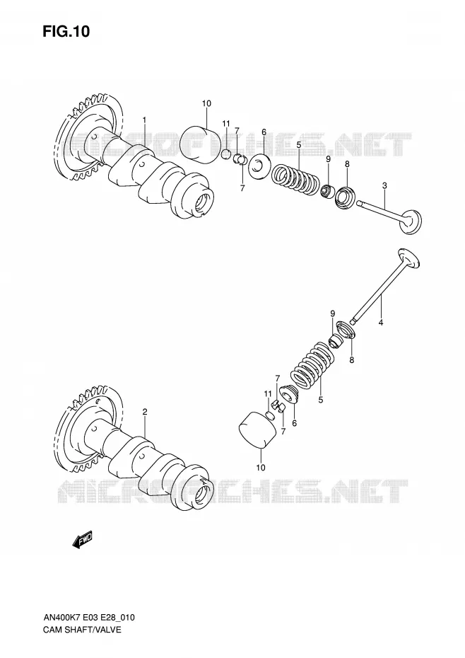 ARBRE A CAMES - SOUPAPES Suzuki SCOOTER 400 BURGMAN 2010  AN400AL0(E3/E28)
