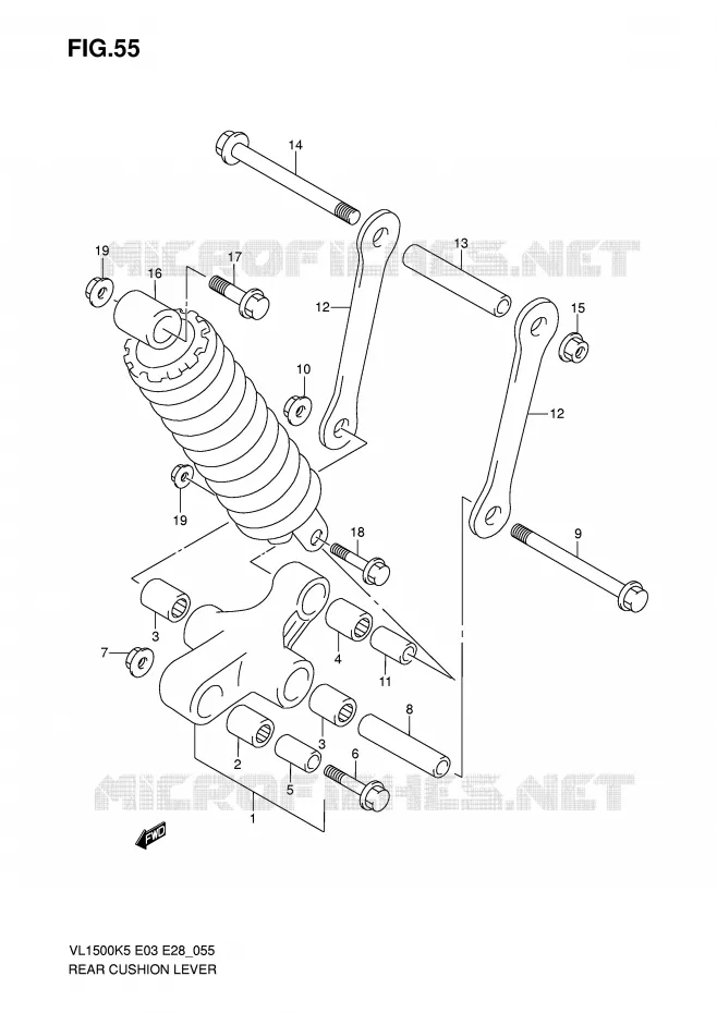 BIELLETTE DE SUSPENSION ARRIERE Suzuki MOTO 1500 BOULEVARD 2007  VL1500K7(E3/E28)