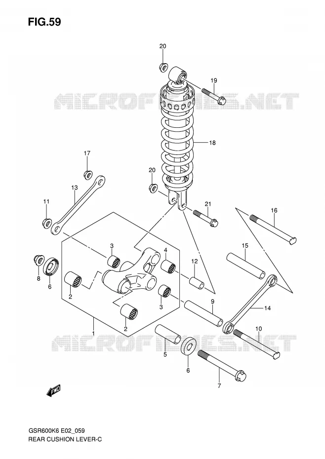 BIELLETTE DE SUSPENSION ARRIERE Suzuki MOTO 600 GSR 2007  GSR600UK7(E2)
