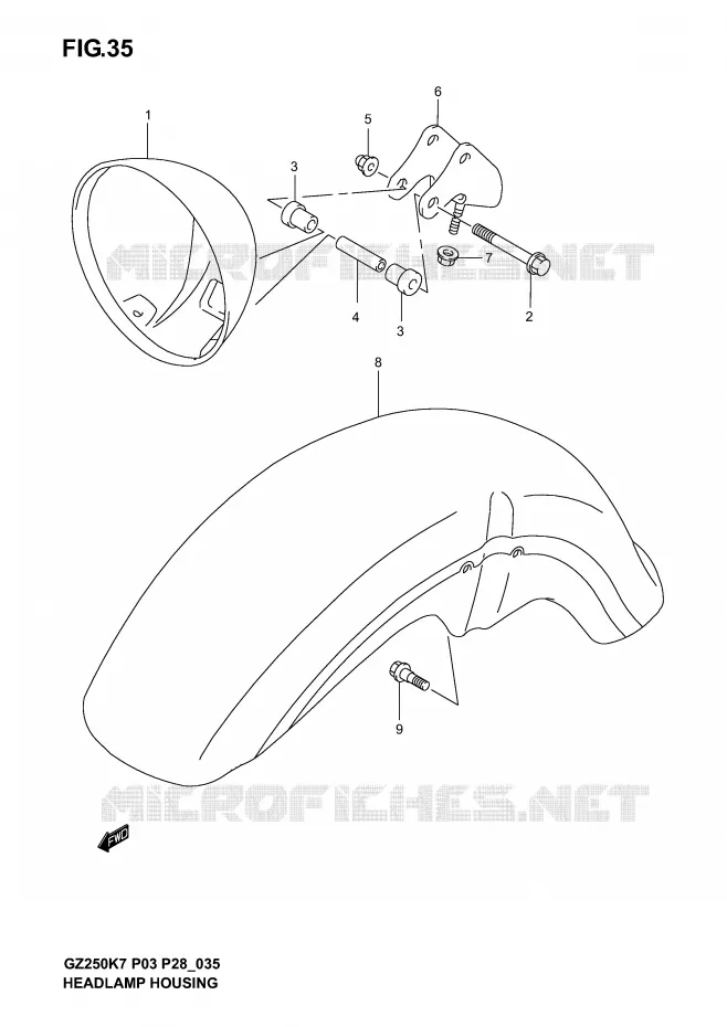 BOL DE PHARE Suzuki MOTO 250 MARAUDER 2007  GZ250K7(P3)