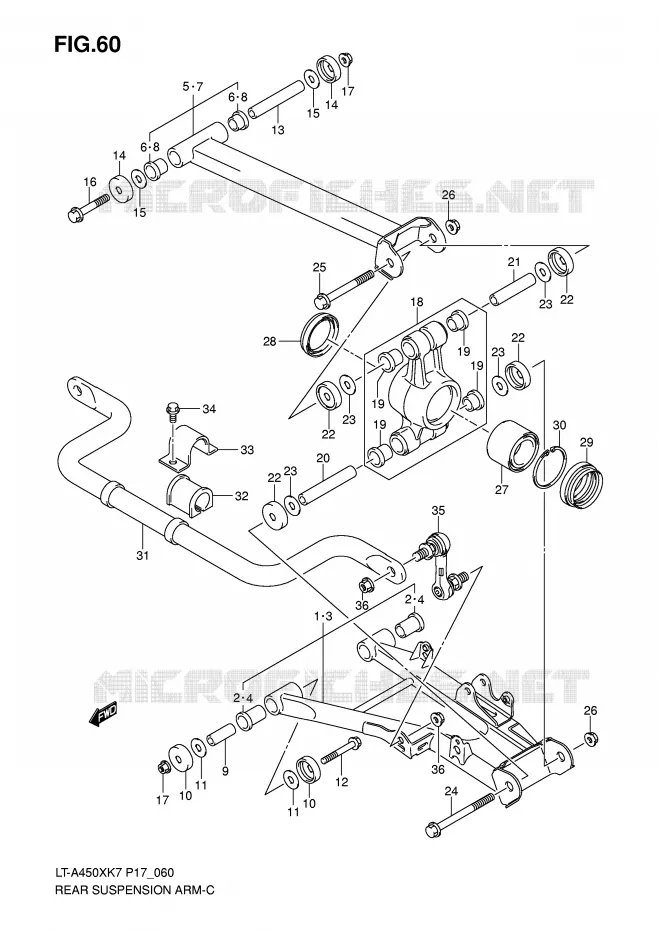 BRAS OSCILLANT (MODEL K7) Suzuki QUAD 450 KINGQUAD 2010  LT-A450XL0(P17)