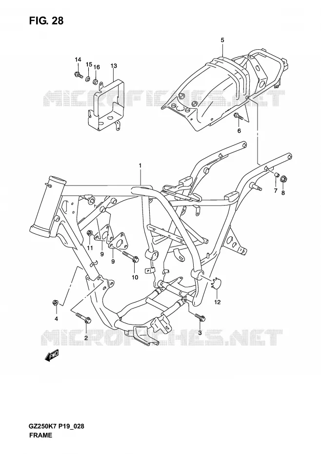 CADRE Suzuki MOTO 250 MARAUDER 2007  GZ250K7(P19)