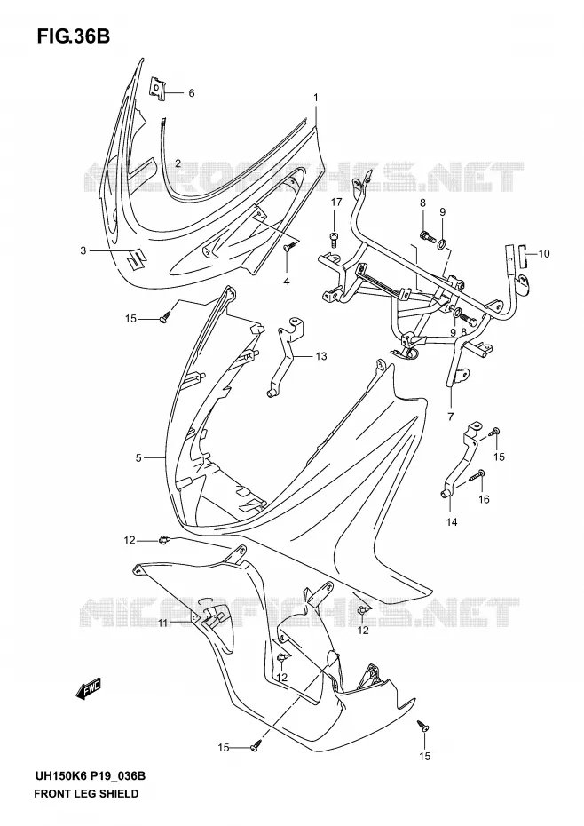 CARENAGES AVANT (MODELE K4) Suzuki SCOOTER 150 BURGMAN 2006  UH150K6(P19)