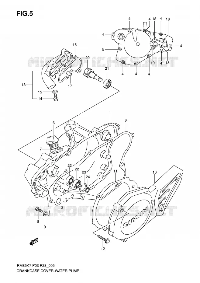 CARTER POMPE A EAU Suzuki MOTO 85 RM 2009  RM85K9(P3/P28)