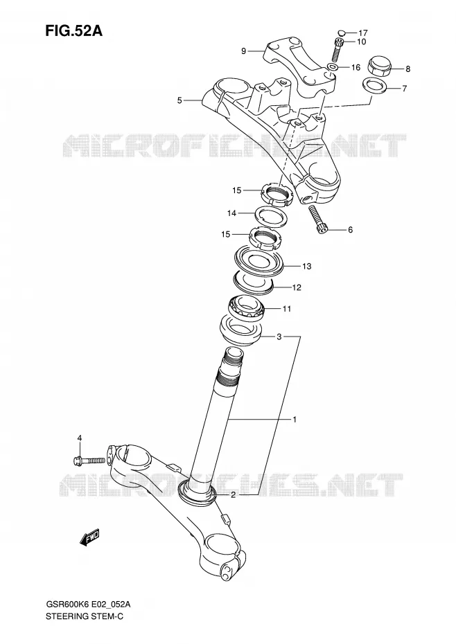 COLONNE DE DIRECTION (VOIR NOTE) Suzuki MOTO 600 GSR 2008  GSR600UAK8(E2)