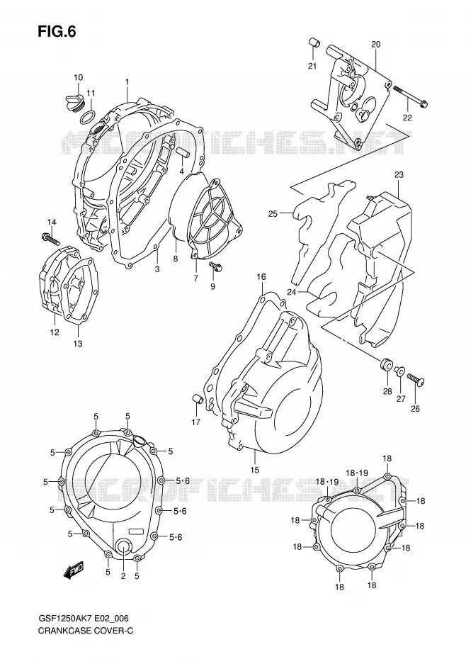 COUVERCLES DE CARTERS (MODEL K7/K8/K9) Suzuki MOTO 1250 BANDIT-N 2009  GSF1250AK9(E2)