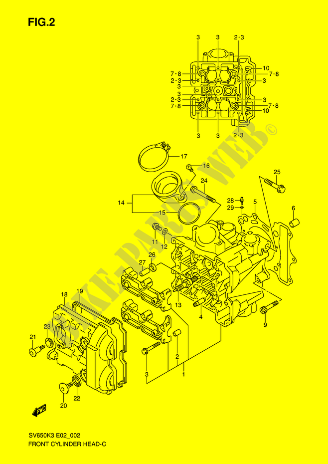 CULASSE AVANT (MODEL K3/K4/K5/K6) pour Suzuki SV 650 2004