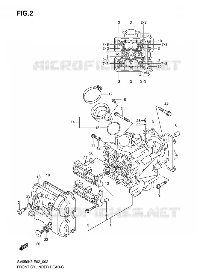 CULASSE AVANT (MODEL K3/K4/K5/K6) Suzuki MOTO 650 SV-S 2003  SV650SUK3(E2)