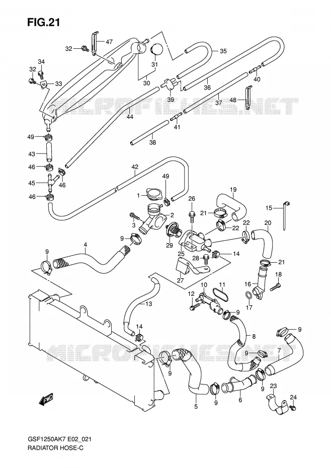 DURITE DE RADIATEUR Suzuki MOTO 1250 BANDIT-N 2009  GSF1250K9(E2)