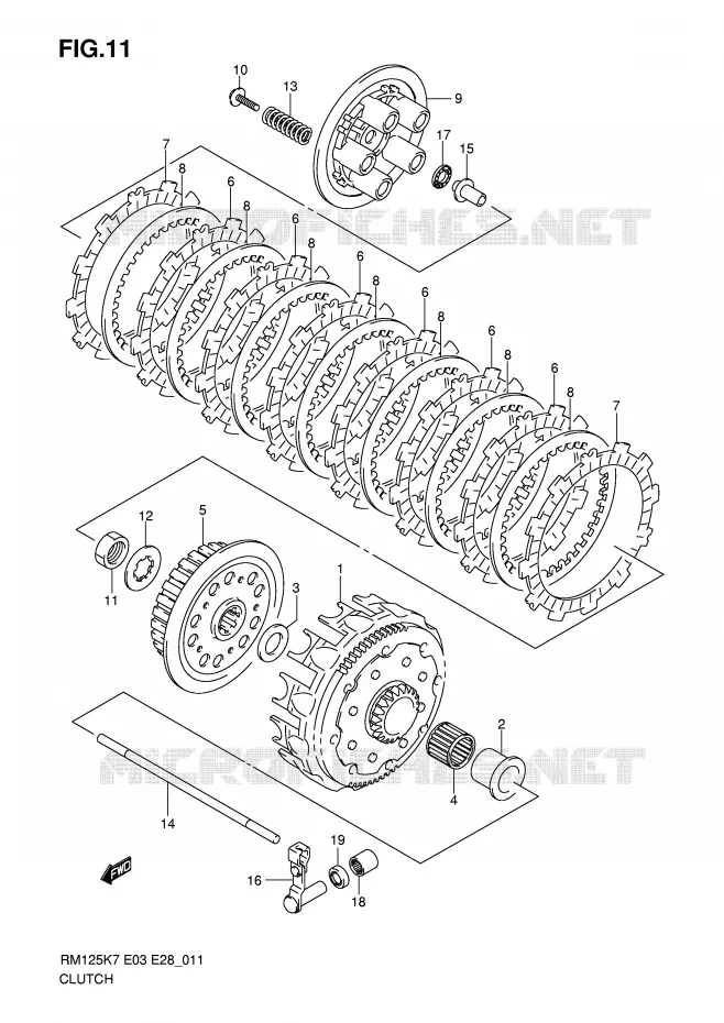 EMBRAYAGE Suzuki MOTO 125 RM 2008  RM125 K8 (E03,E28,E33)