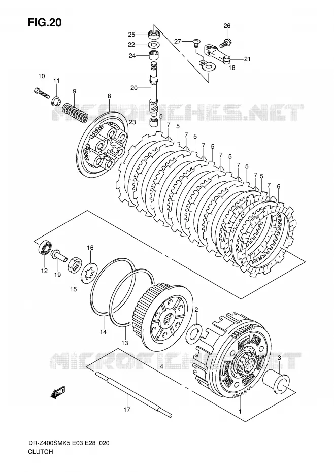 EMBRAYAGE Suzuki MOTO 400 DR-Z 2007  DR-Z400SMK7(E3/E28)