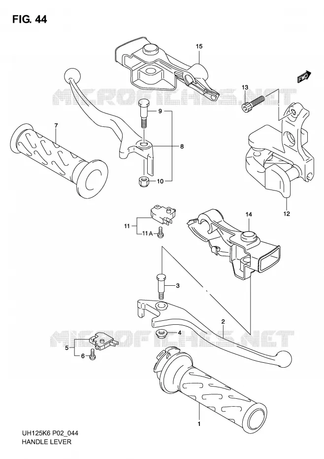 ENSEMBLE LEVIERS - POIGNEES Suzuki SCOOTER 125 BURGMAN 2005  UH125K5(P2)