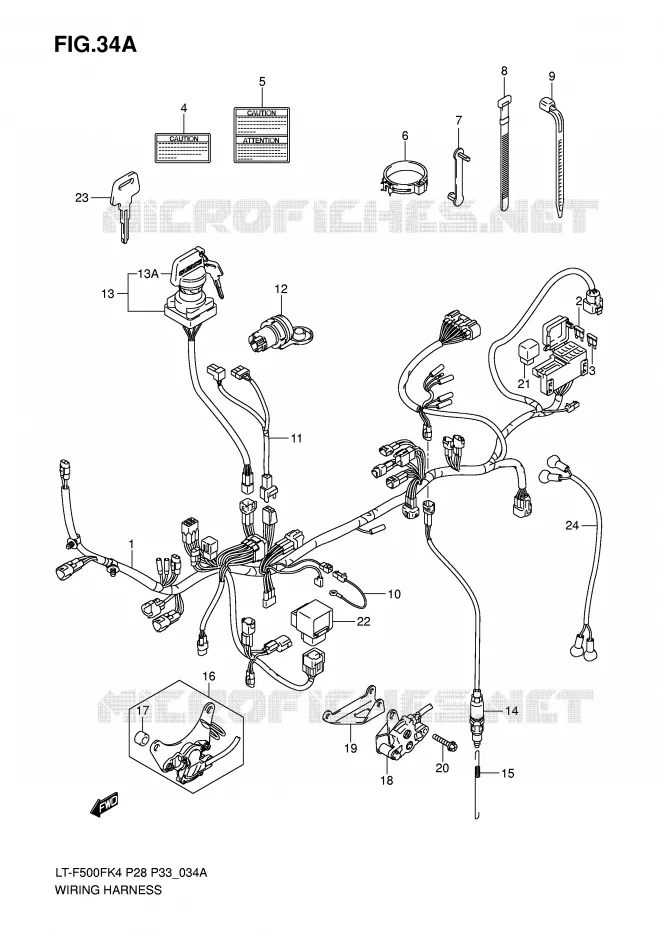 FAISCEAU ELECTRIQUE (MODEL K6/K7) Suzuki QUAD 500 VINSON 2005  LT-F500FK5(P28/P33)