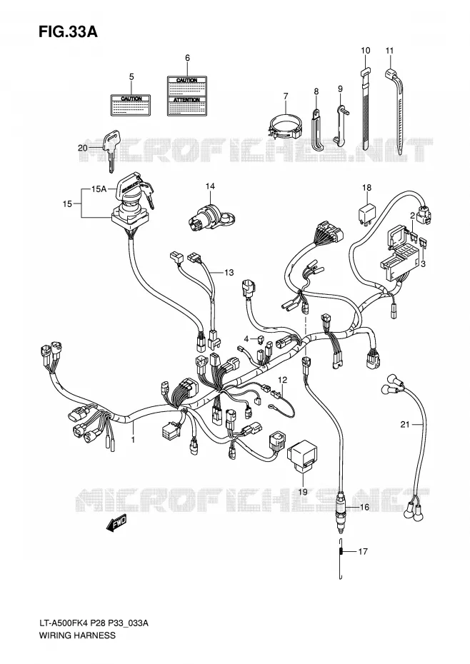 FAISCEAU ELECTRIQUE (MODEL K6/K7) Suzuki QUAD 500 VINSON 2006  LT-A500FK6(P28/P33)