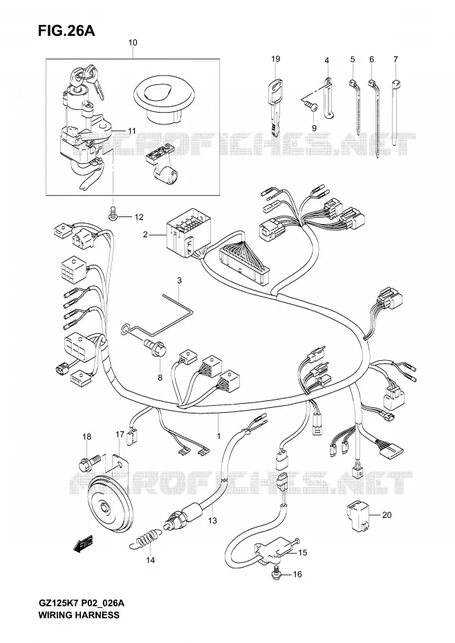 FAISCEAU ELECTRIQUE (MODEL K7) Suzuki MOTO 125 MARAUDER 2007  GZ125K7(P02)