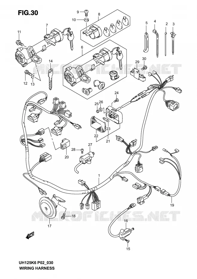 FAISCEAU ELECTRIQUE (MODELE K2/K3) Suzuki SCOOTER 125 BURGMAN 2003  UH125K3(P2)