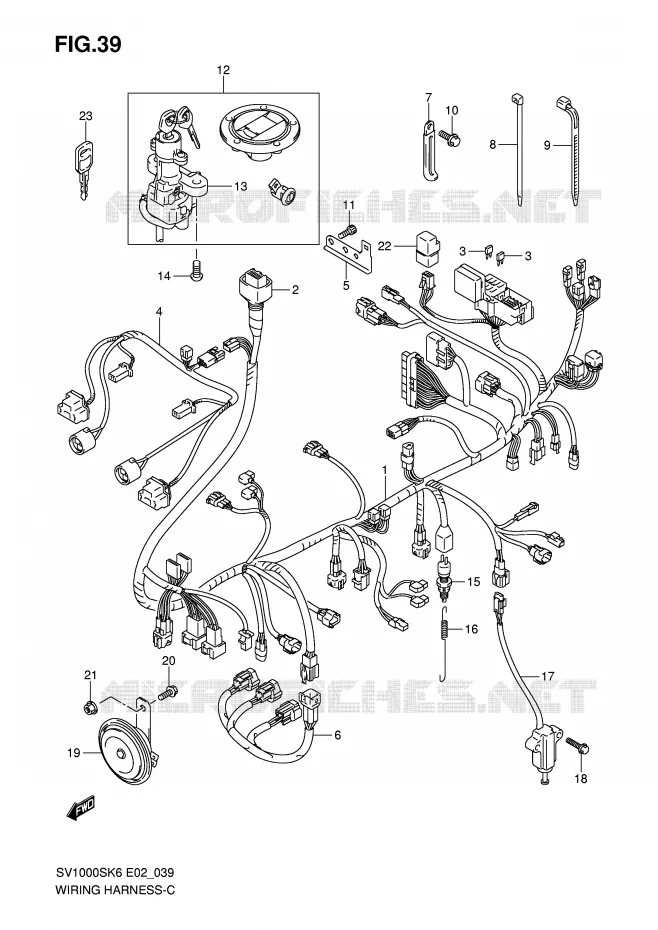 FAISCEAU ELECTRIQUE (SV1000S/S1/S2) Suzuki MOTO 1000 SV 2006  SV1000S1K6(E2)