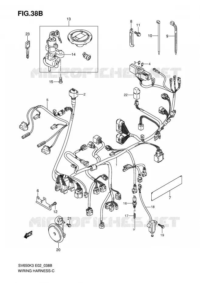 FAISCEAU ELECTRIQUE (SV650SK7/SUK7) Suzuki MOTO 650 SV 2006  SV650K6(E2)