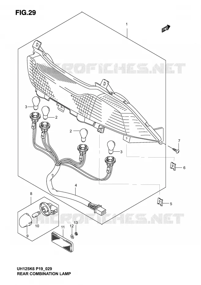 FEU ARRIERE (MODELE K2/K3) Suzuki SCOOTER 125 BURGMAN 2006  UH125K6(P2)