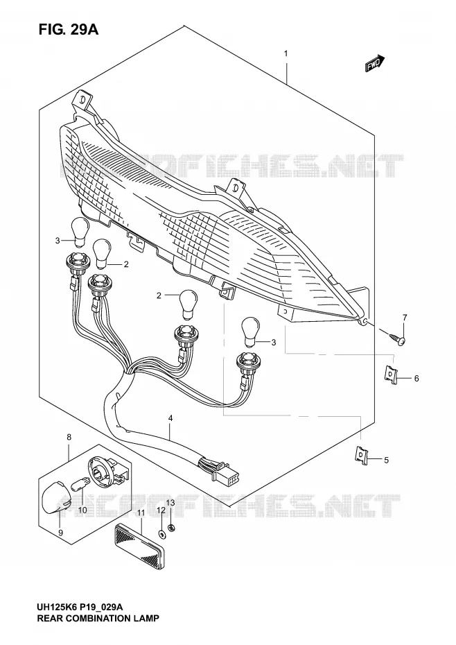 FEU ARRIERE (MODELE K4/K5/K6) Suzuki SCOOTER 125 BURGMAN 2005  UH125K5(P2)